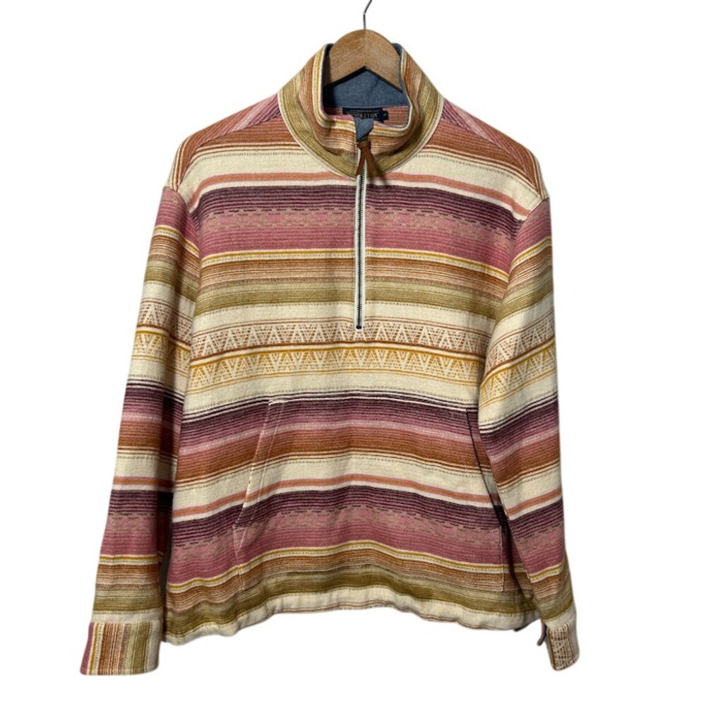 Pendleton Doublesoft Half Zip Jacket Womens S Aztec Striped Chamois 100% Cotton